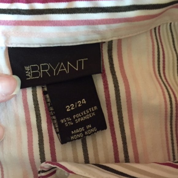 Lane Bryant, Blouse, pinks, white stripes, 22/224 - Picture 3 of 6